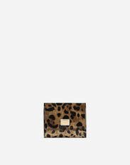 Dolce & Gabbana Polished calfskin wallet with leopard print Black BI0473AG081