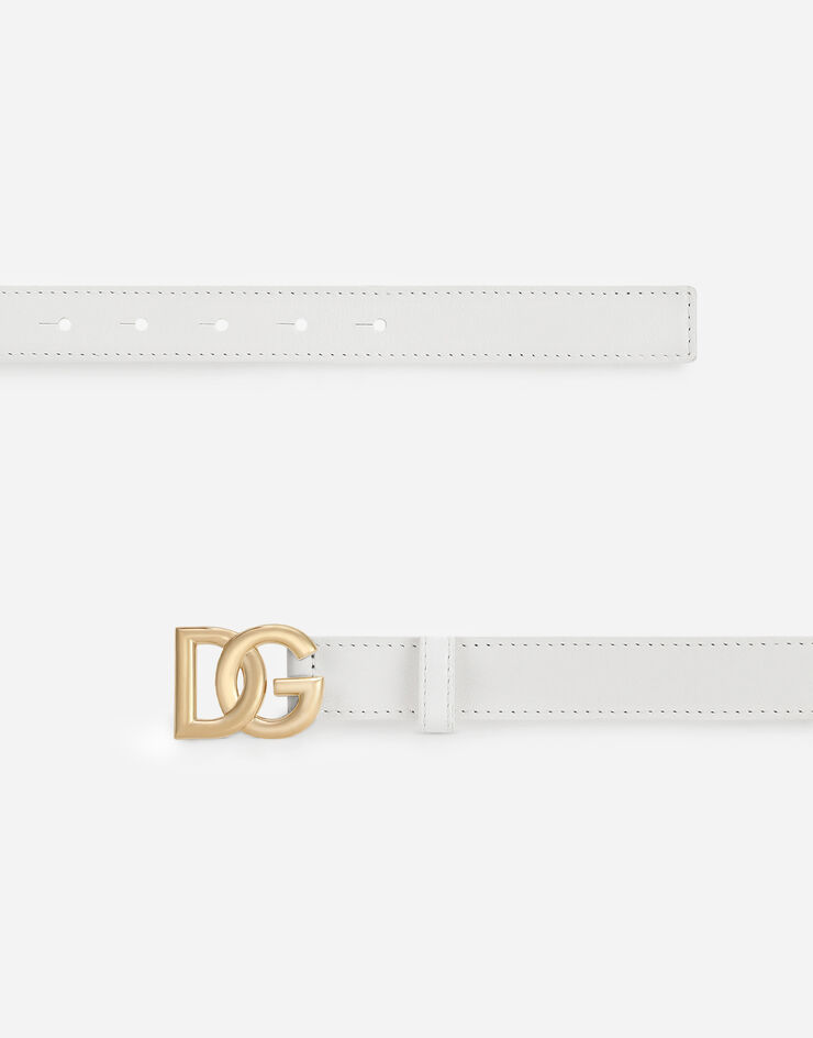 Dolce & Gabbana Cinturón en piel de becerro con logotipo DG Blanco BE1447AW576
