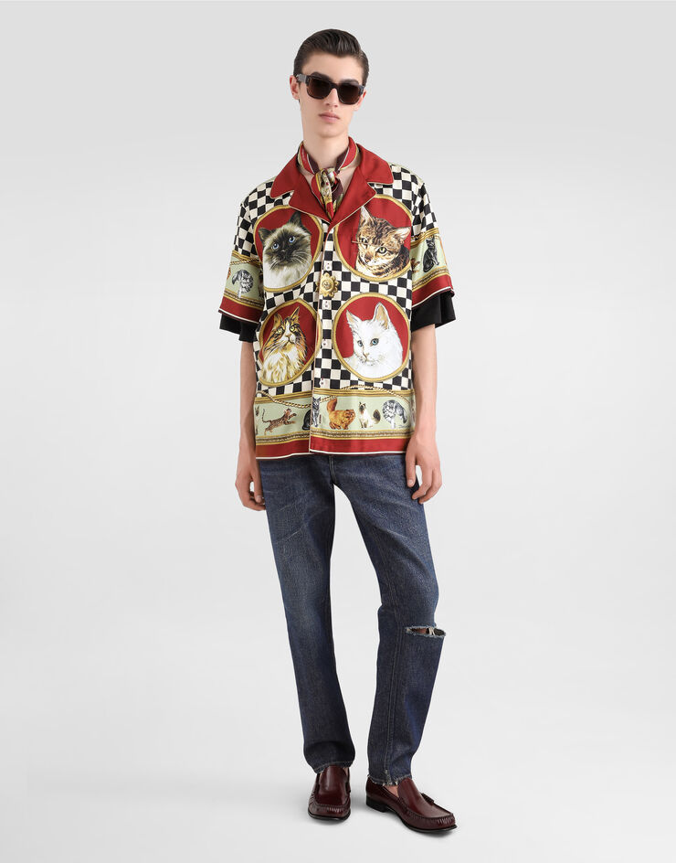 Dolce & Gabbana 태그 장식 루즈핏 코튼 진 멀티 컬러 GYJDADG8MG6