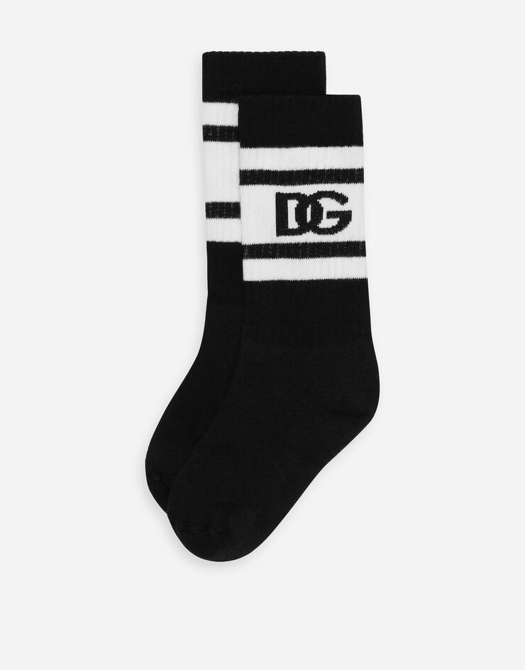 Dolce & Gabbana Cotton socks with DG logo Black LBKAC5JBCAC