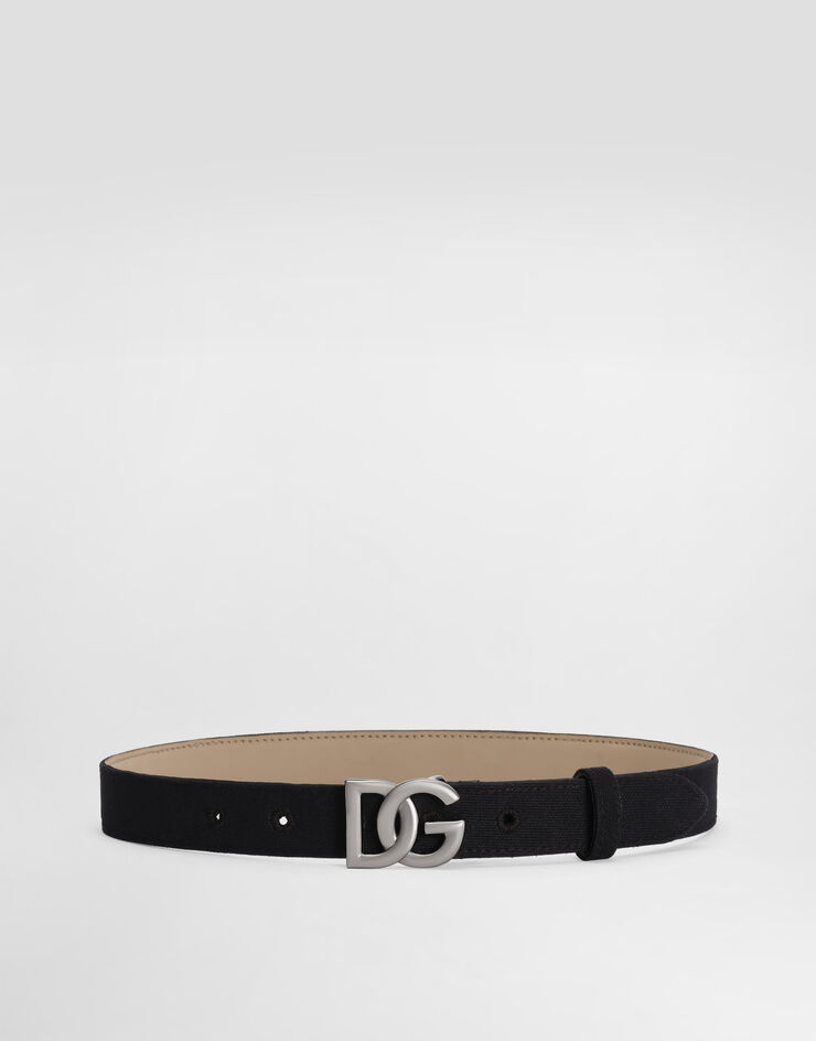 Dolce & Gabbana Canvas and calfskin logo belt Multicolor EC0083A0069