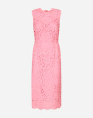 Dolce & Gabbana Branded stretch lace calf-length dress Pink F6DIHTFURAG