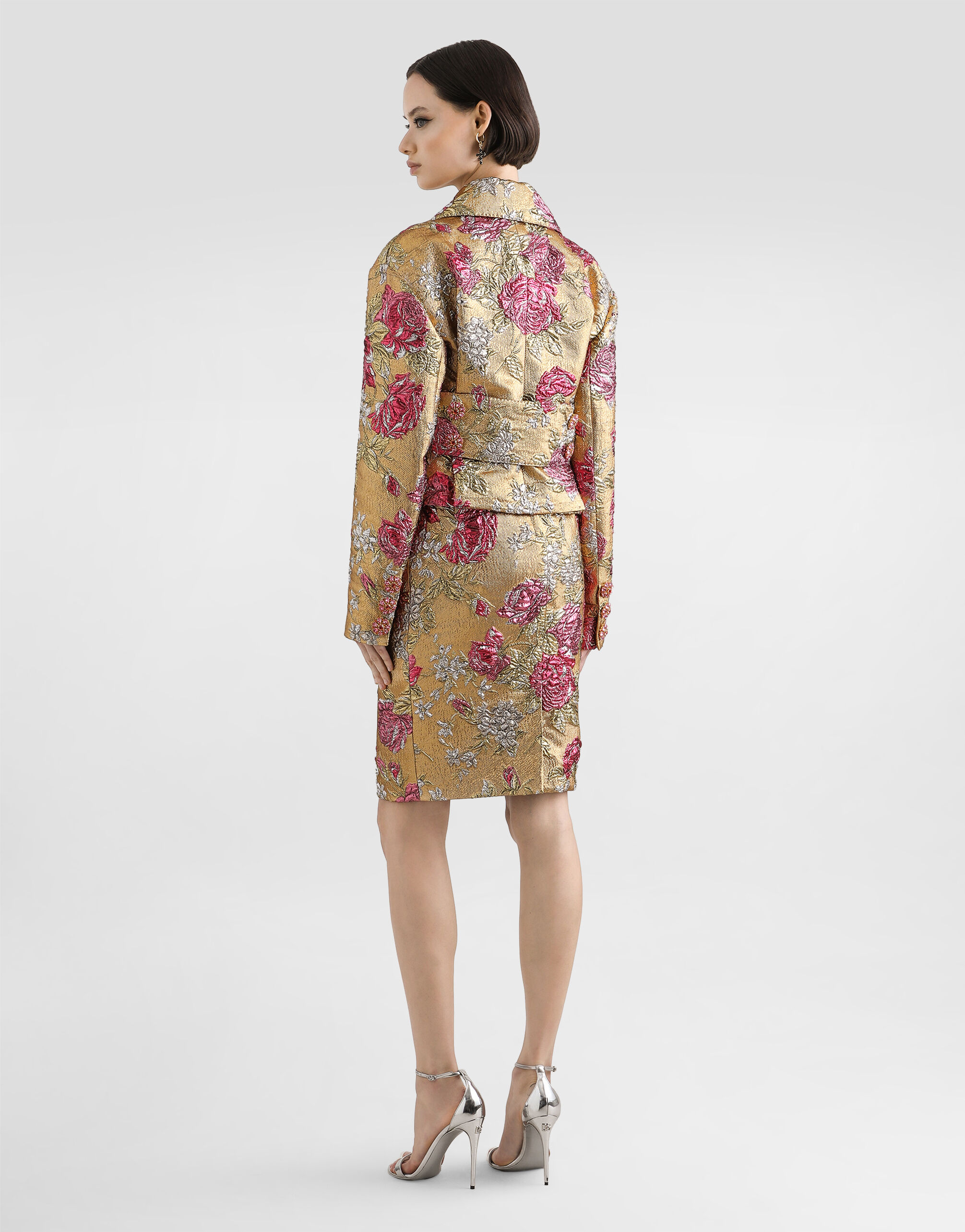 Floral jacquard fitted skirt in Multicolor for Women