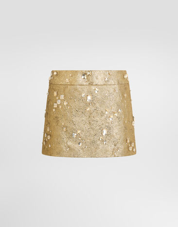 Dolce & Gabbana Jacquard skirt with embroidery Multicolor F4DE8ZGDD0V