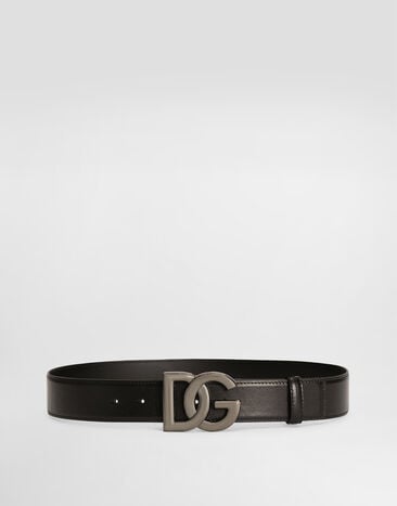 Dolce & Gabbana Cinturón en piel de becerro con hebilla logotipo DG cruzado Black BC4630AO776
