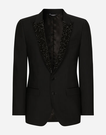 Dolce & Gabbana Einreihige Jacke Martini mit besticktem Revers Schwarz G2LK0ZGH618