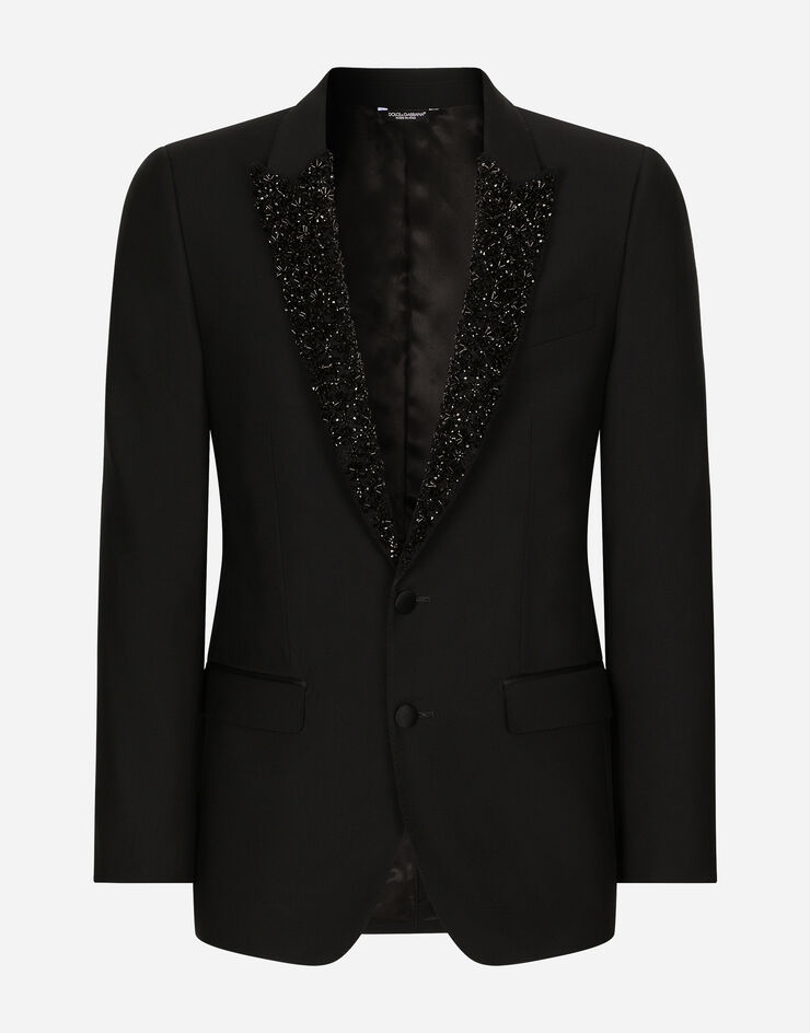 Dolce & Gabbana Chaqueta Martini de botonadura sencilla con solapas bordadas Negro G2LK0ZGH618