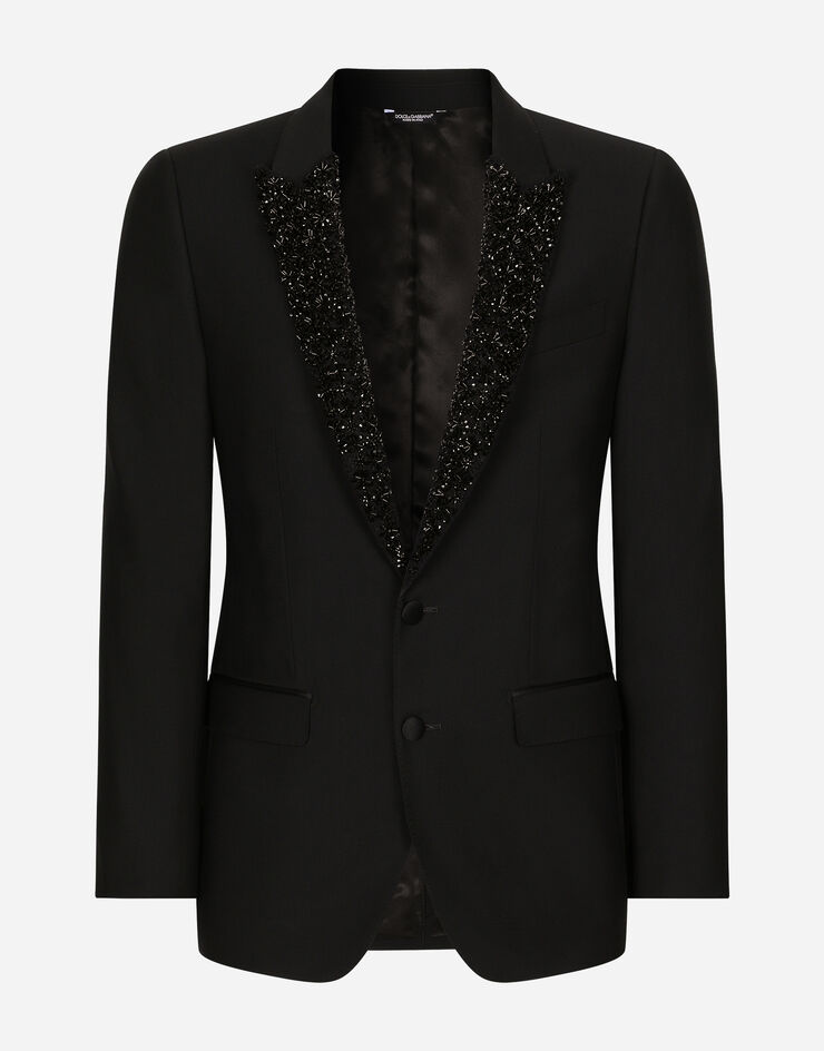 Dolce & Gabbana Single-breasted Martini-fit jacket with embroidered lapels Black G2LK0ZGH618