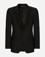Dolce & Gabbana Single-breasted Martini-fit jacket with embroidered lapels Black G2PQ4ZGH907
