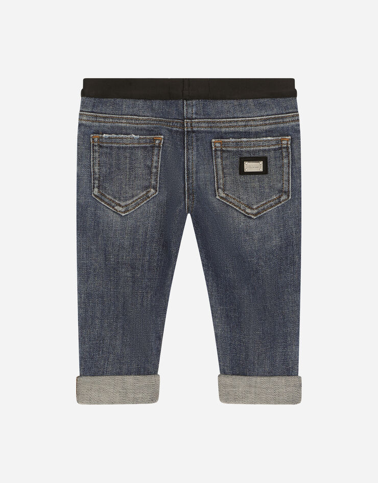 Stretch denim jeans with branded elastic in Blue for | Dolce&Gabbana® US