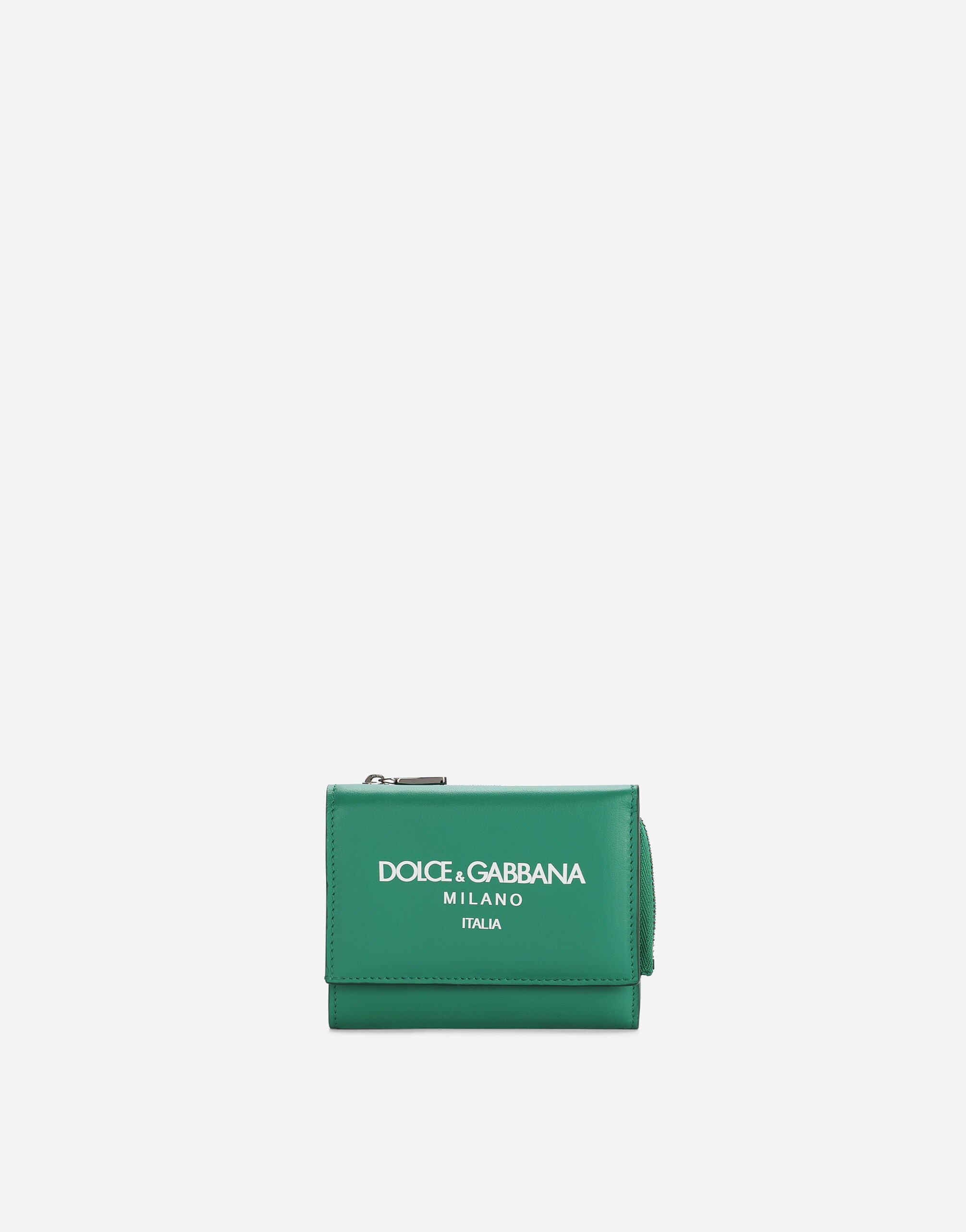 Dolce & Gabbana Calfskin French flap wallet with logo Green BP1321AN244