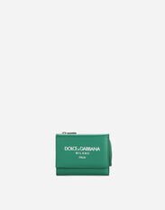 Dolce & Gabbana Calfskin French flap wallet with logo Green GH874ZFUFJU