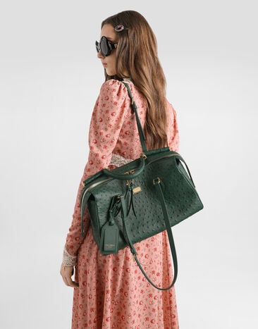 Dolce & Gabbana Borsa a mano Vittoria in pelle di struzzo Verde BB7844A8G31