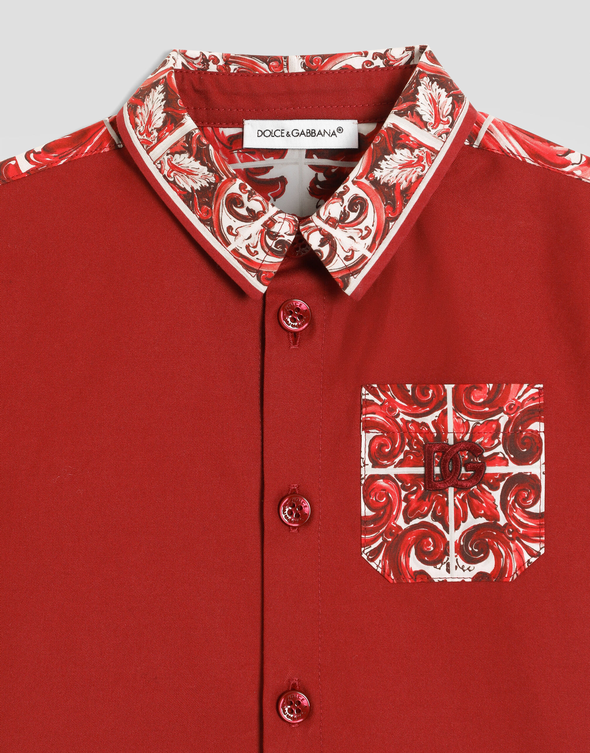 マルチカラーのボーイズ Majolica-print poplin shirt | Dolce&Gabbana®