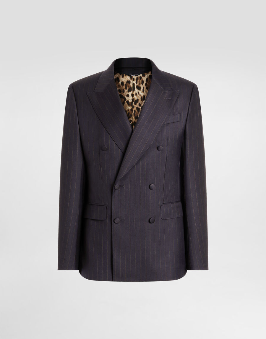 Double-breasted sicilia light jacket in pinstriped wool