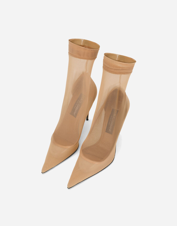 Dolce & Gabbana KIM DOLCE&GABBANA Stretch tulle ankle boots Beige CT0959AL786