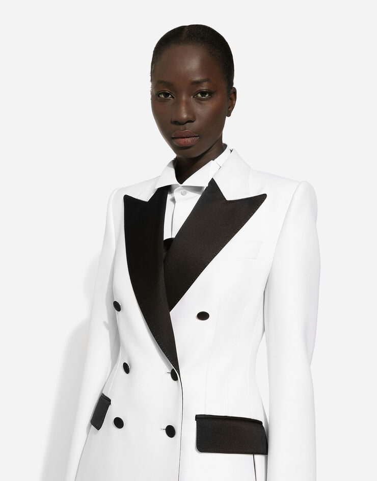 Dolce & Gabbana Double-breasted faille Turlington tuxedo blazer White F29YMTFU3R1