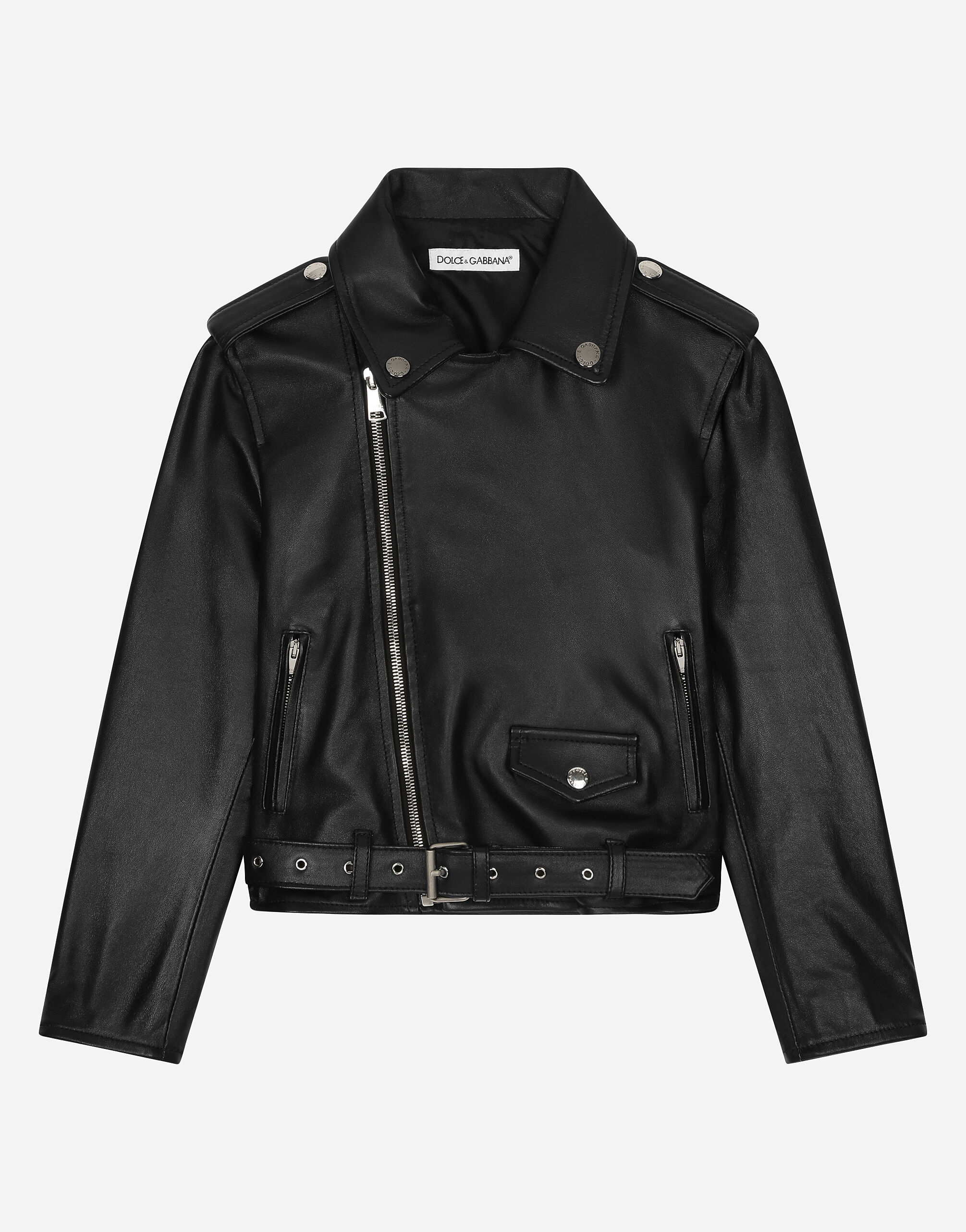 Dolce and gabbana black leather jacket store