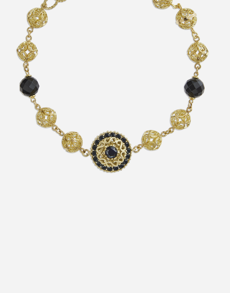 Dolce & Gabbana Pulsera de oro con zafiros negros Dorado/Negro WBKS1GWSABK