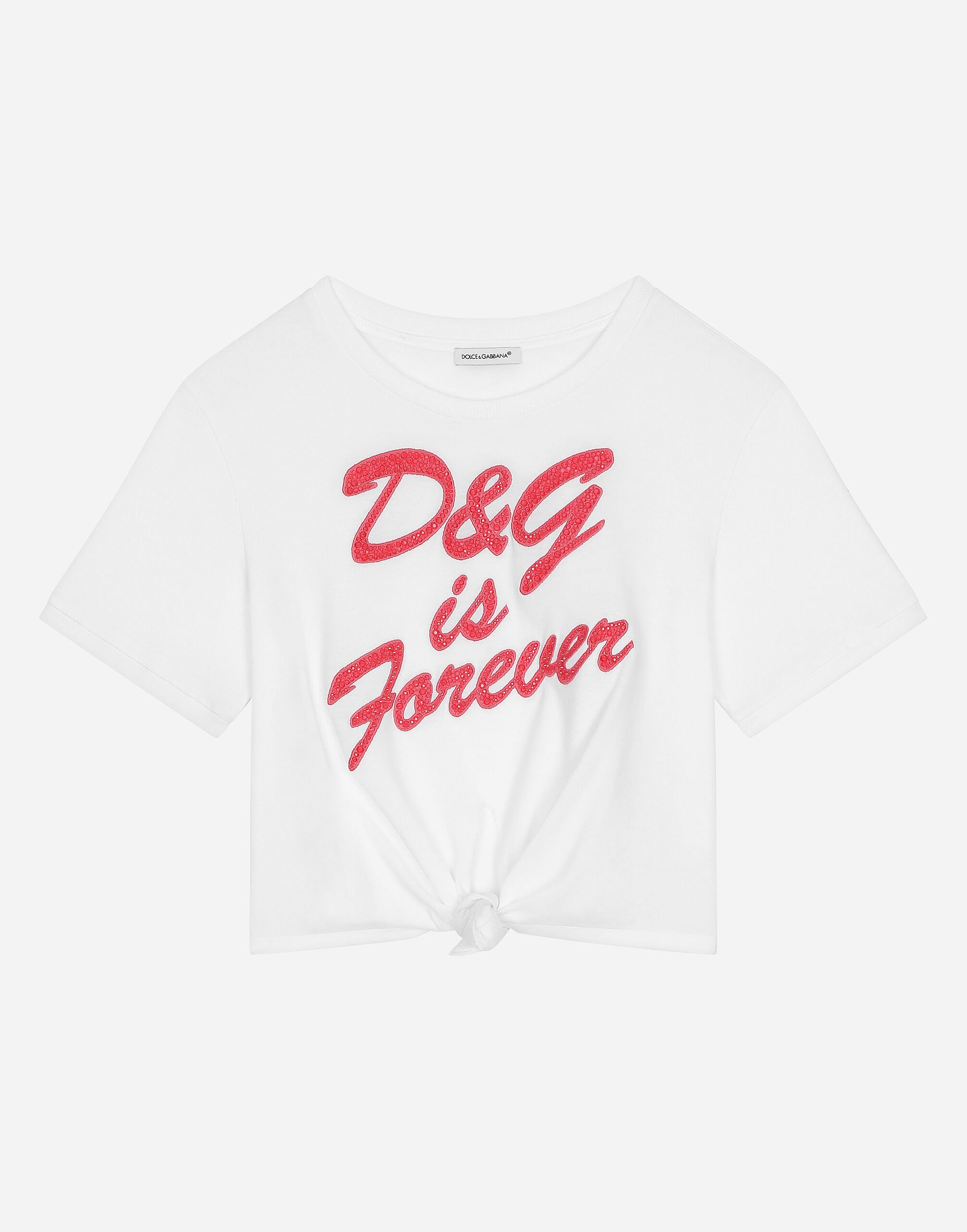DolceGabbanaSpa T-Shirt aus Jersey mit DG-Stickerei Mehrfarbig L52F69LDB53