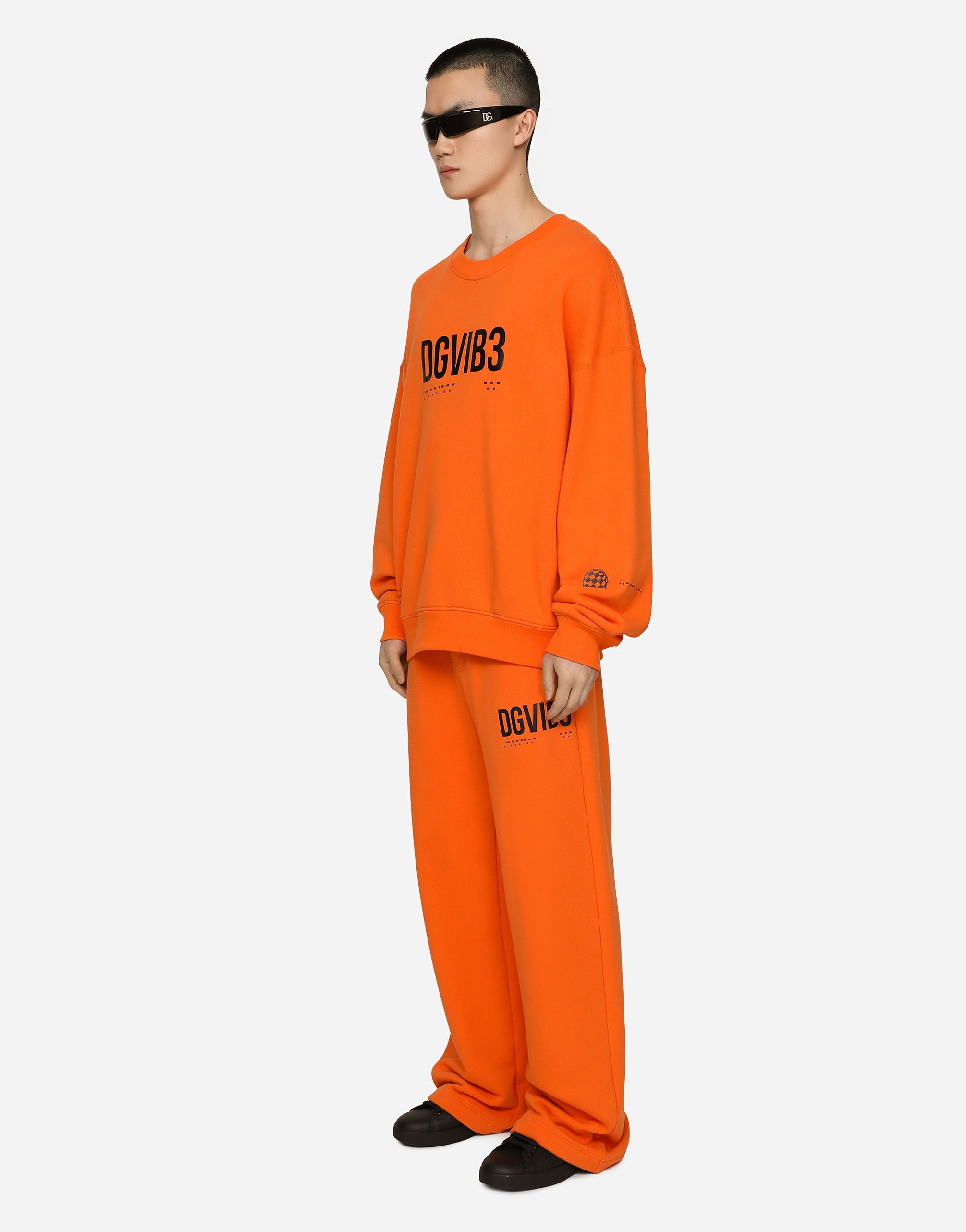 Dolce & Gabbana Jersey jogging pants with DGVIB3 print and logo Orange G9AQVTG7K3G