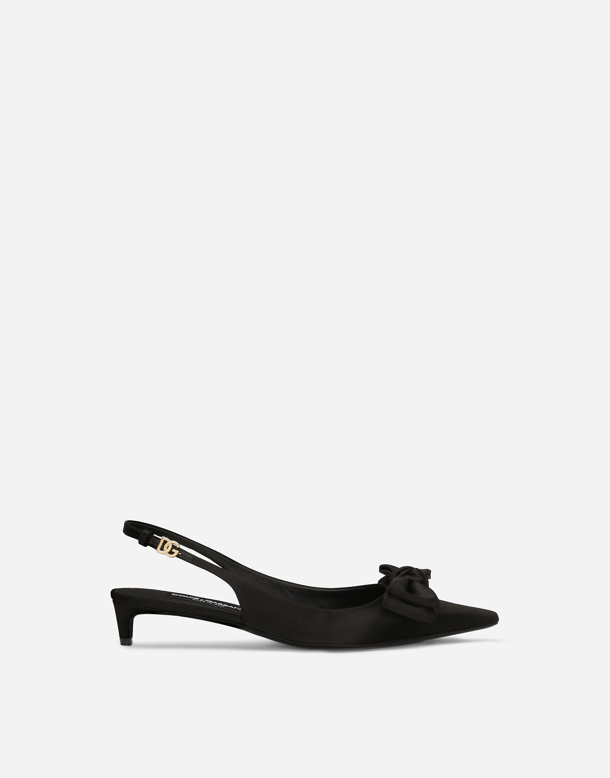Satin slingbacks with bow detail in Black for Women