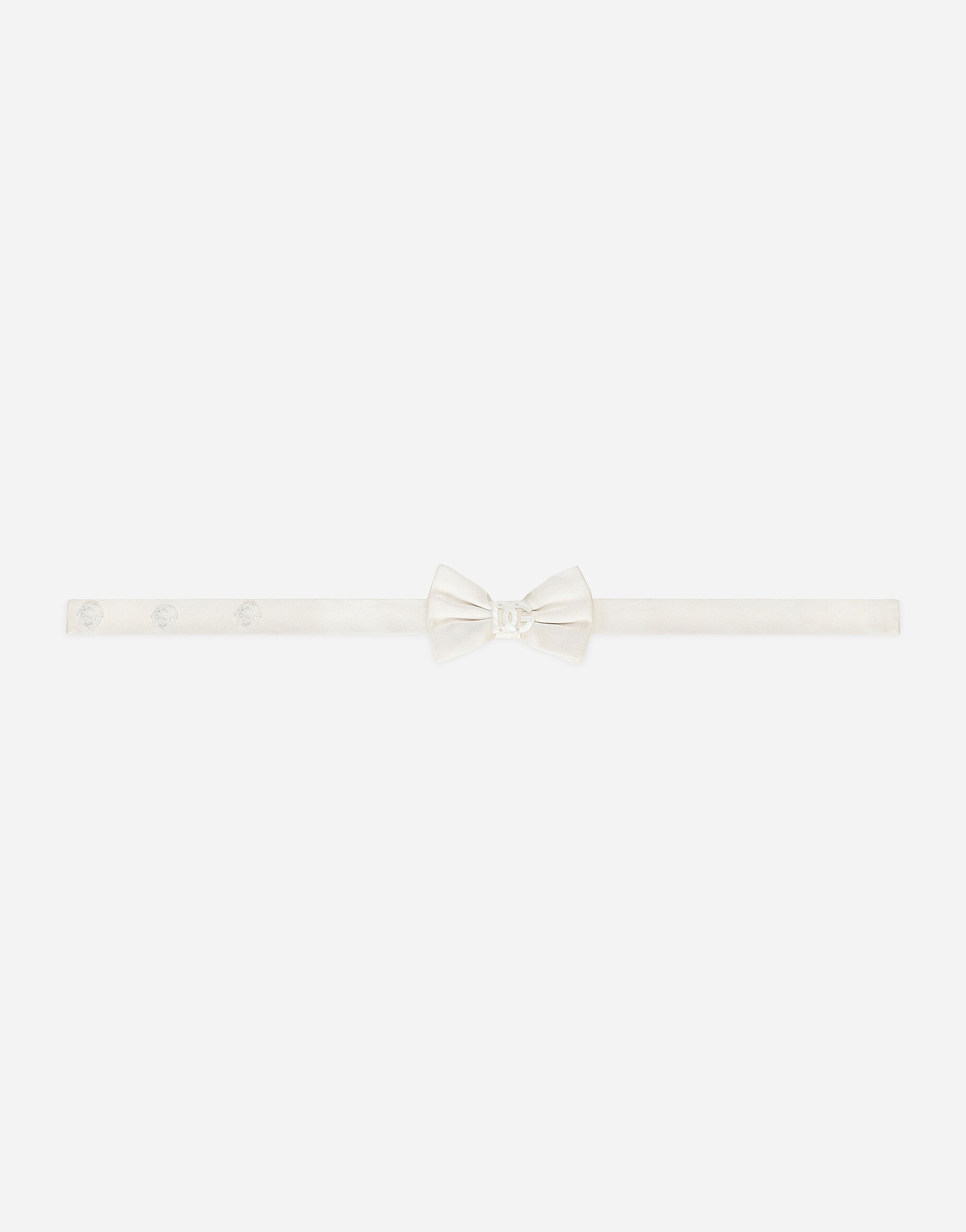 Dolce & Gabbana ربطة عنق فيونكة من الحرير مع شعار DG من عرق اللؤلؤ بيج LNJAD8G7L5F