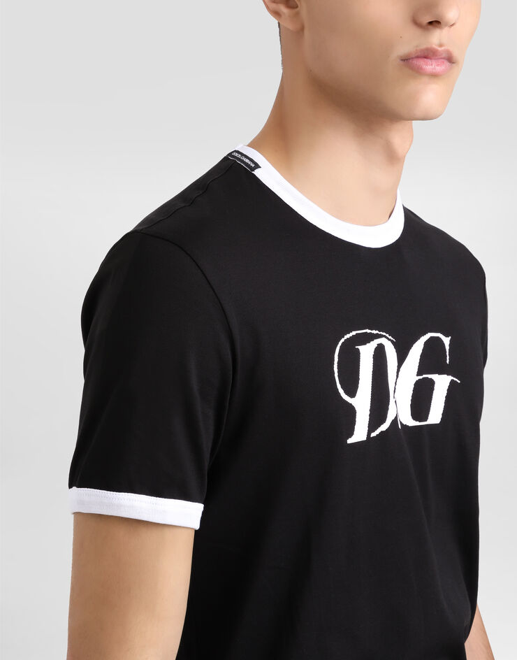 Dolce & Gabbana Camiseta de algodón con estampado DG Negro G8PV1TG7O4Y