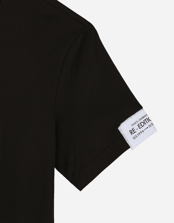 Dolce & Gabbana 패치 장식 라운드넥 코튼 티셔츠 블랙 G8QI4TFU7EQ