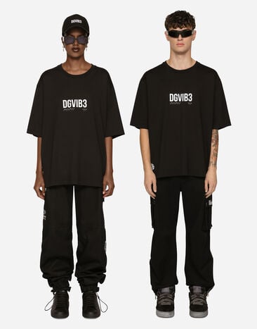 Dolce & Gabbana Cotton jersey T-shirt with DGVIB3 print Black F9R50ZGDB6B