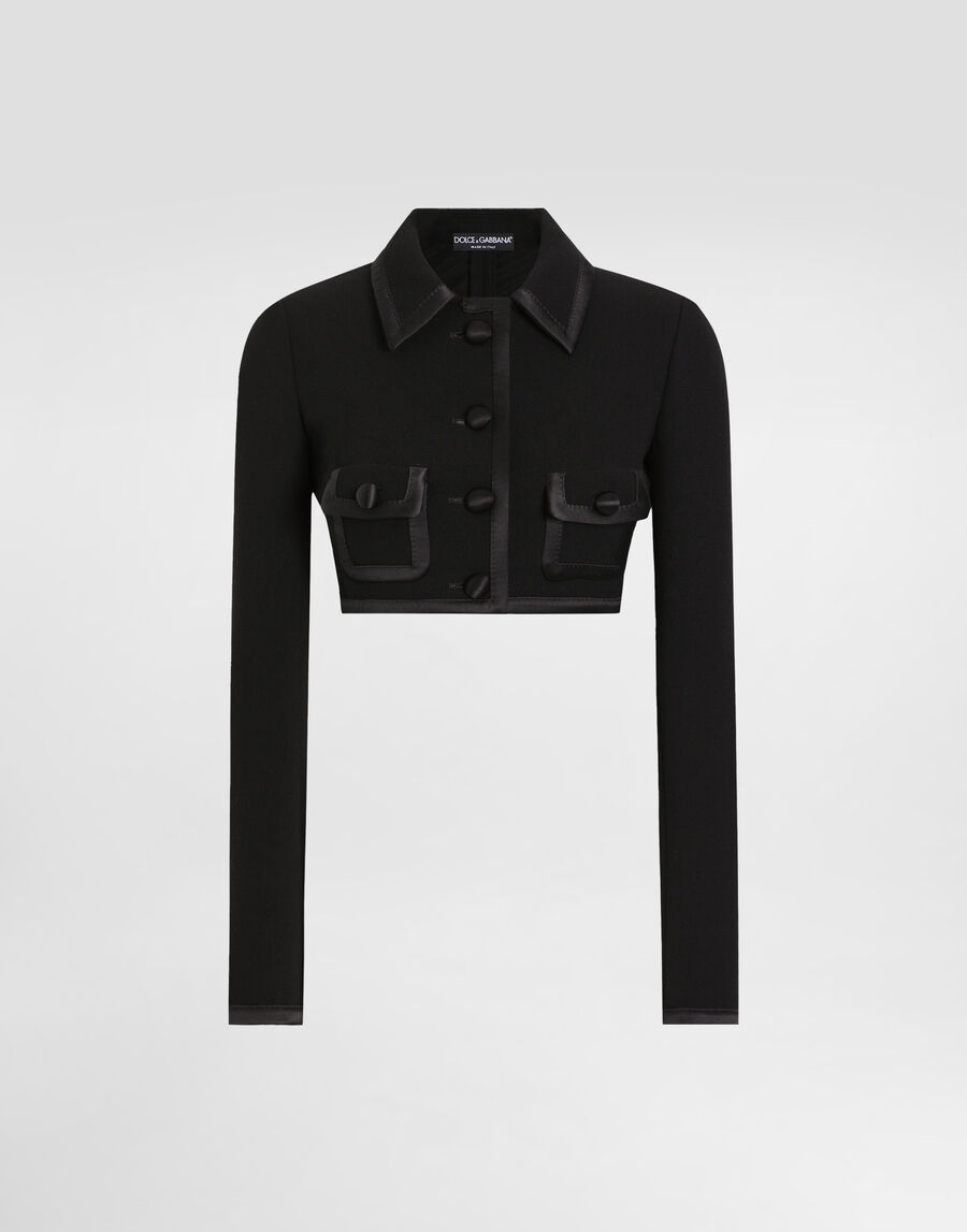 Short wool crepe jacket