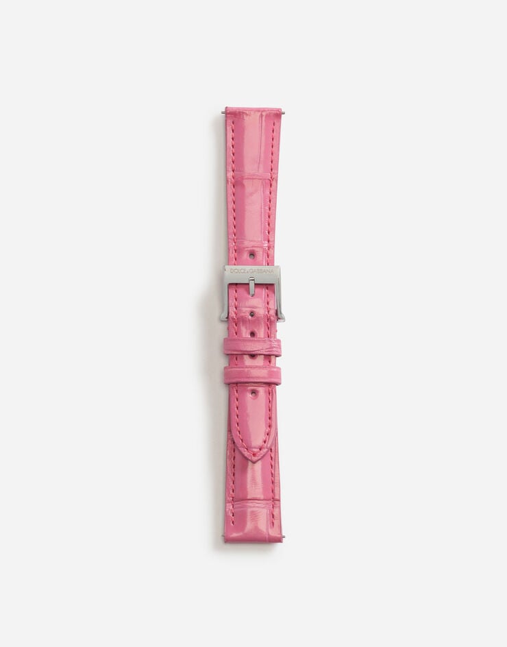 Dolce & Gabbana Alligator strap with buckle and hook in steel Pink WSFE2LXLAC1