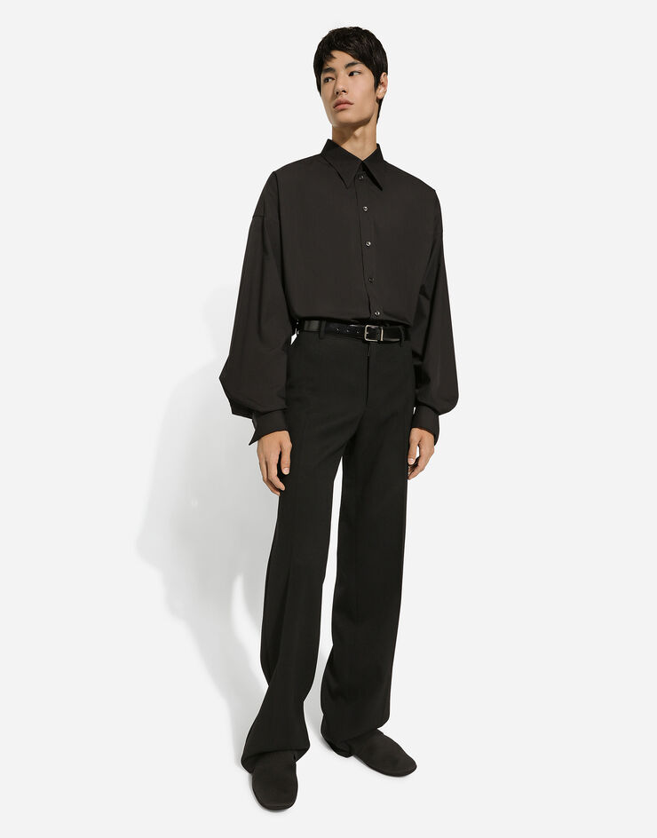 Dolce & Gabbana 스트레이트 레그 스트레치 울 팬츠 블랙 GYZMHTGH862