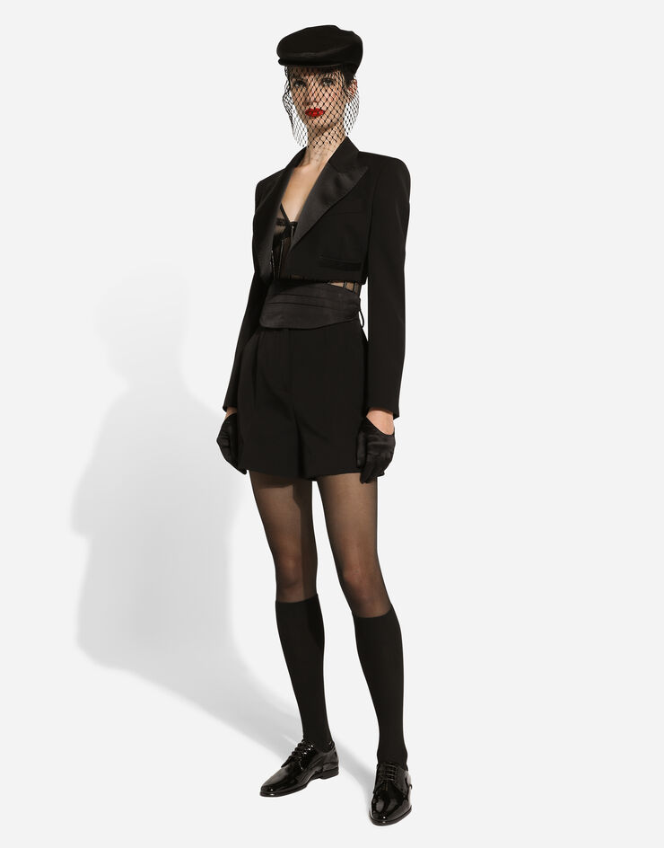 Dolce & Gabbana Wool gabardine tuxedo shorts Black FTC78TFU21E