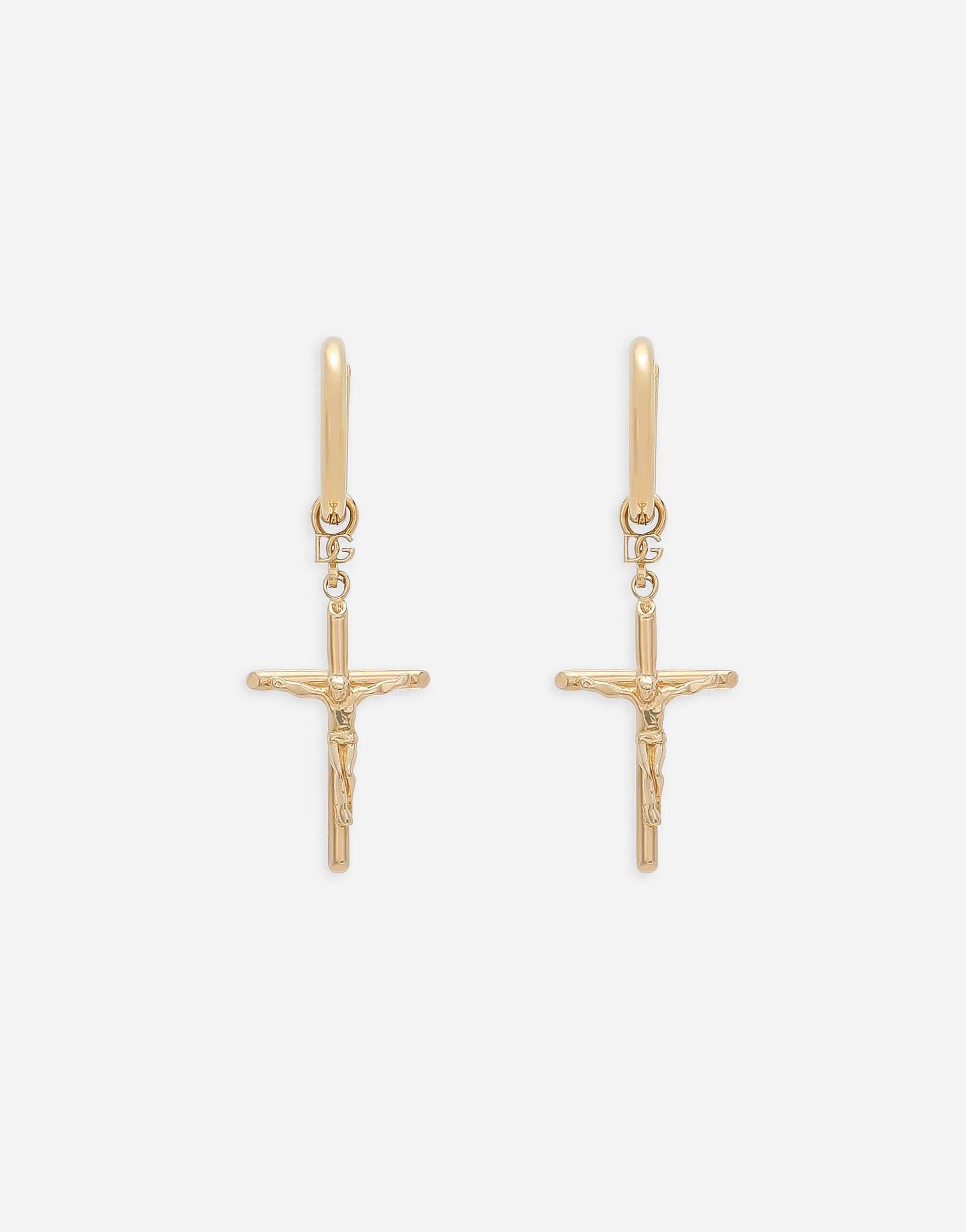DOLCE & GABBANA ゴールドトーン DNA Cross シングルピアス ゴールドのメンズ Stud earrings with “DNA” crosses