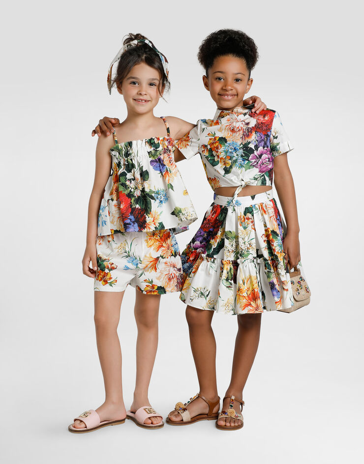 Dolce & Gabbana طقم شورت وتوب بوبلين بطبعة زهور مطبعة L51U10HS5TV
