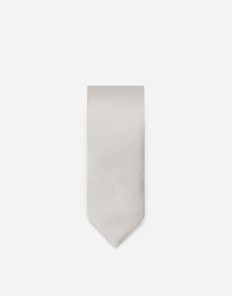 Dolce & Gabbana Corbata de seda con logotipo DG Blanco GT147EG0UBU