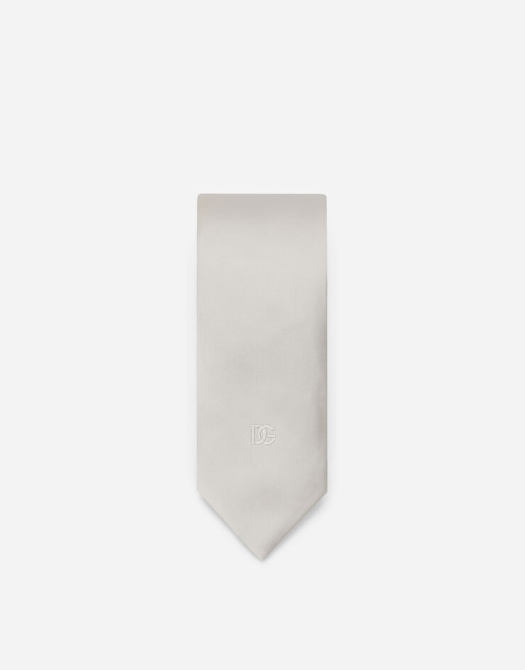 Dolce & Gabbana Cravate en soie à logo DG Blanc GT147EG0UBU