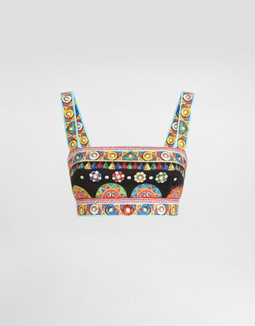Dolce & Gabbana Carretto-print cotton top Multicolor F7BR2TGDDTD