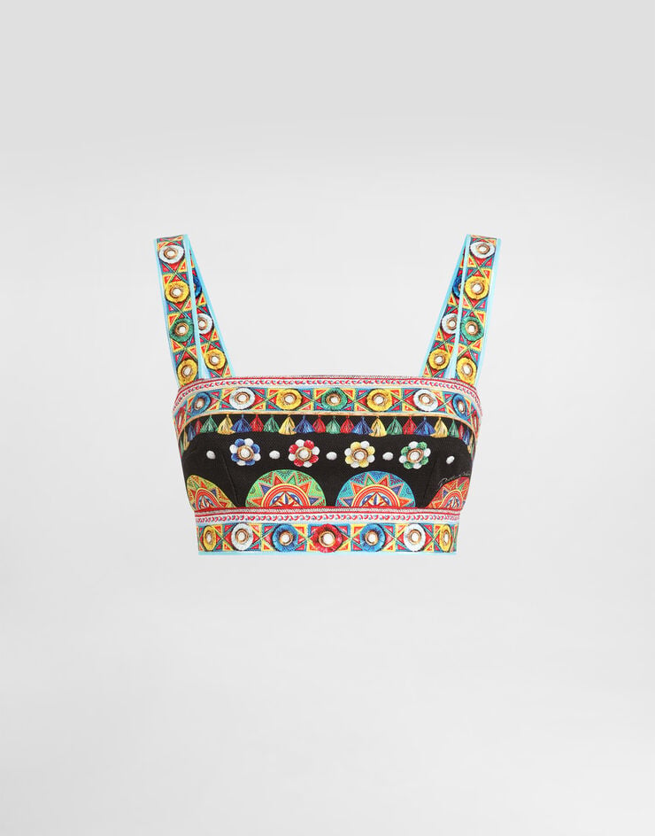 Dolce & Gabbana Carretto-print cotton top Dolce & Gabbana Carretto-print cotton top Multicolor F7BR2TGDDTD