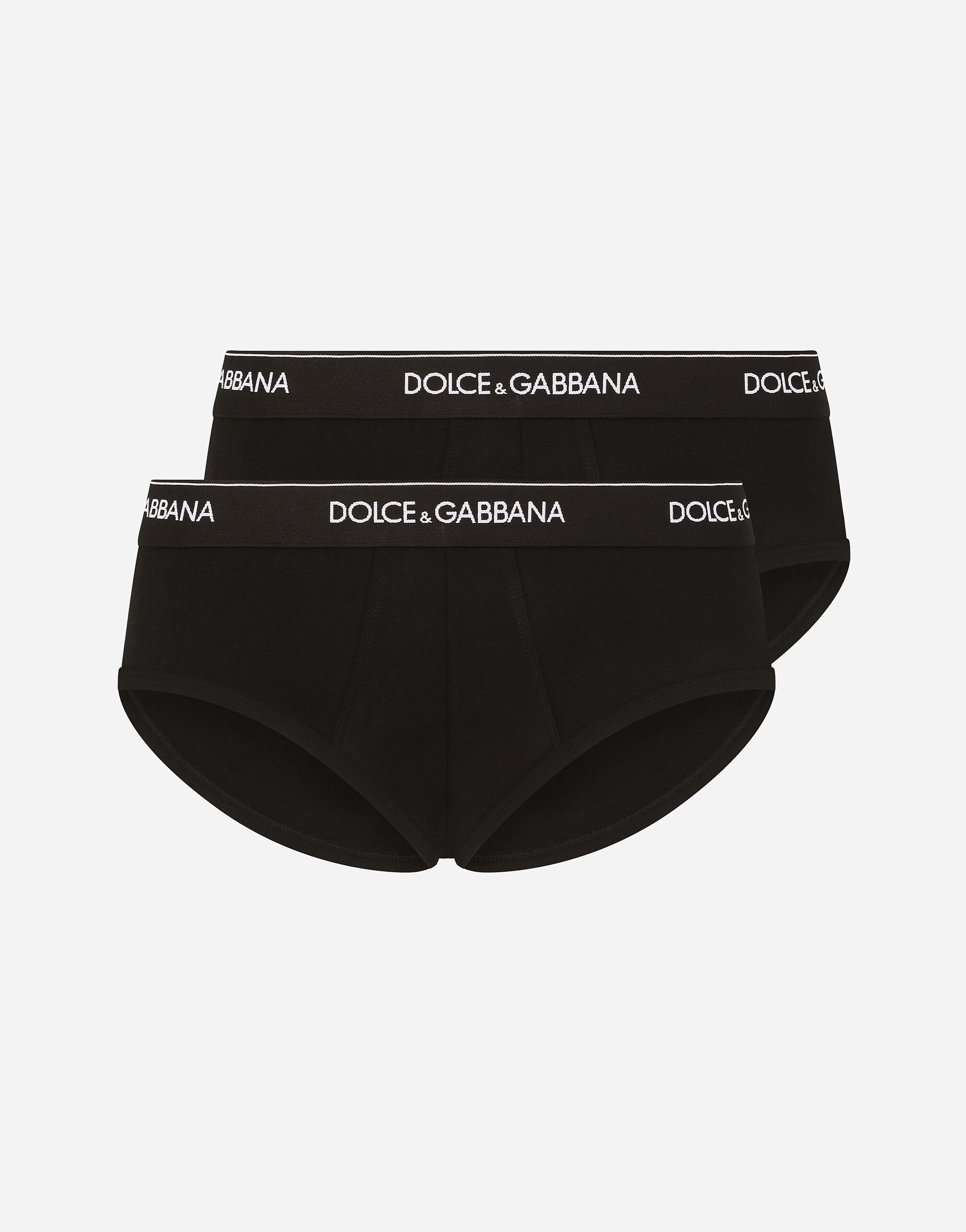 Dolce & Gabbana Pack de deux slips mi-longs en coton stretch Noir M9C03JONN95