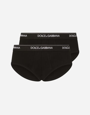 Dolce & Gabbana 스트레치 코튼 미드 라이즈 브리프 2종 세트팩 블랙 M9C03JONN95