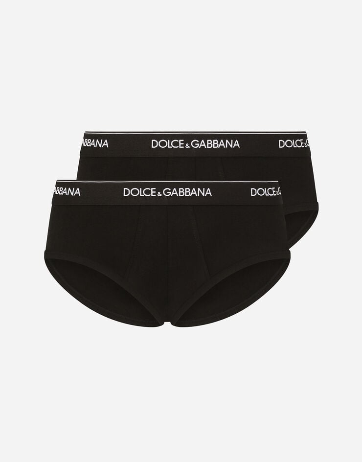 Dolce & Gabbana حزمة عدد اثنين من شورت قطني مرن متوسط الارتفاع أسود M9C03JONN95