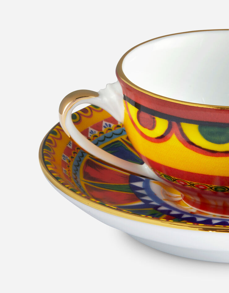 Dolce & Gabbana Tazza Caffè con Piattino in Porcellana Multicolore TC0100TCA21