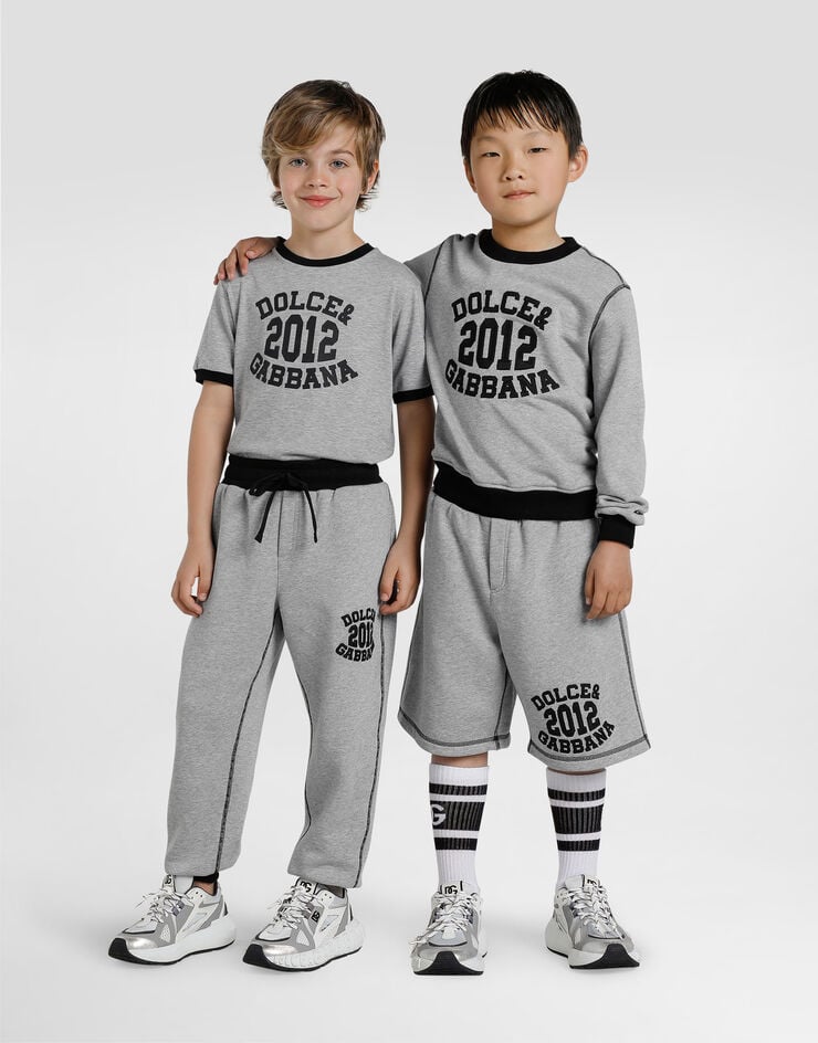 Dolce & Gabbana Crew neck sweatshirt with Dolce&Gabbana embroidery Grey L4JWKDG7PBO