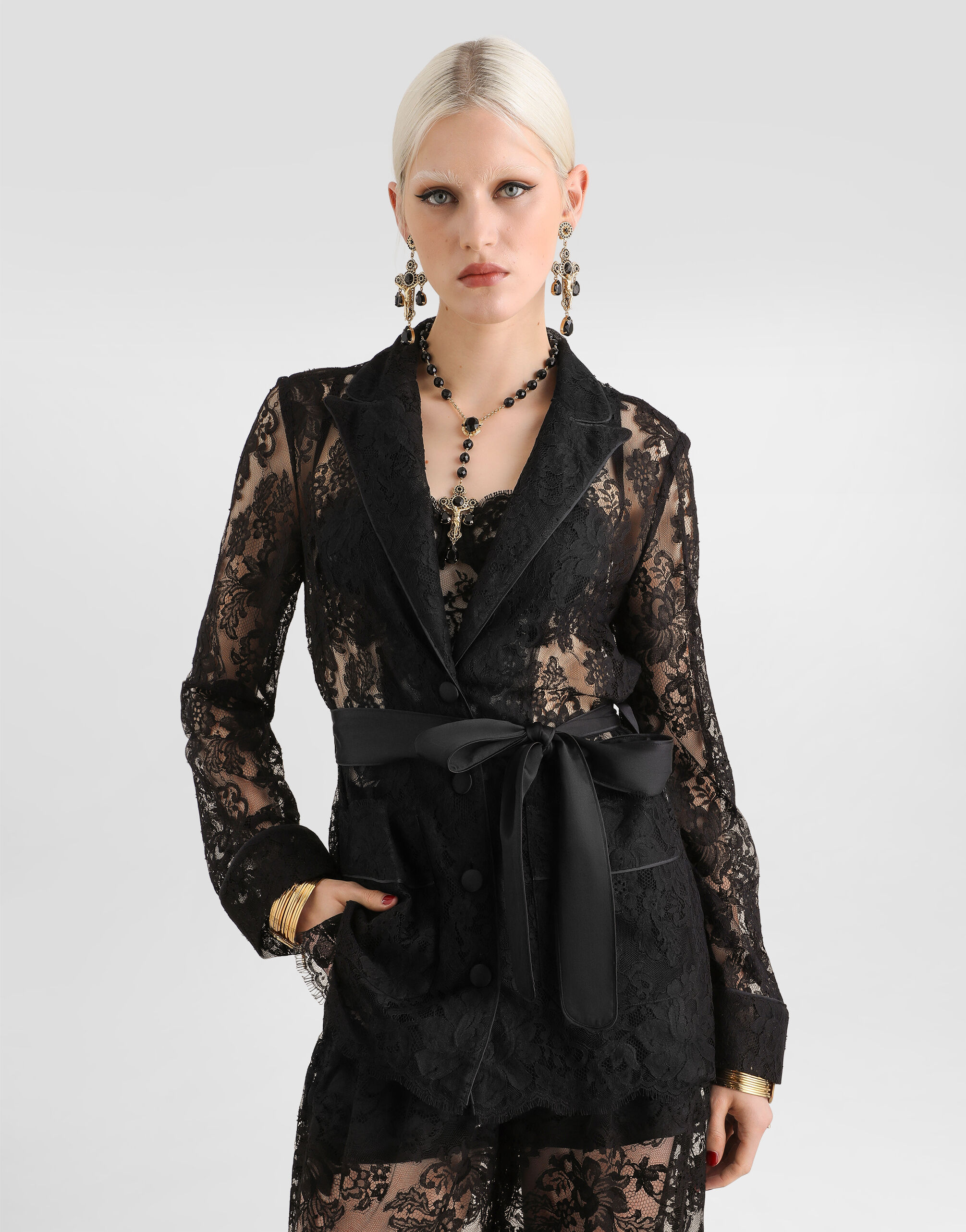 Blackのウィメンズ レース バニティ シャツ | Dolce&Gabbana®