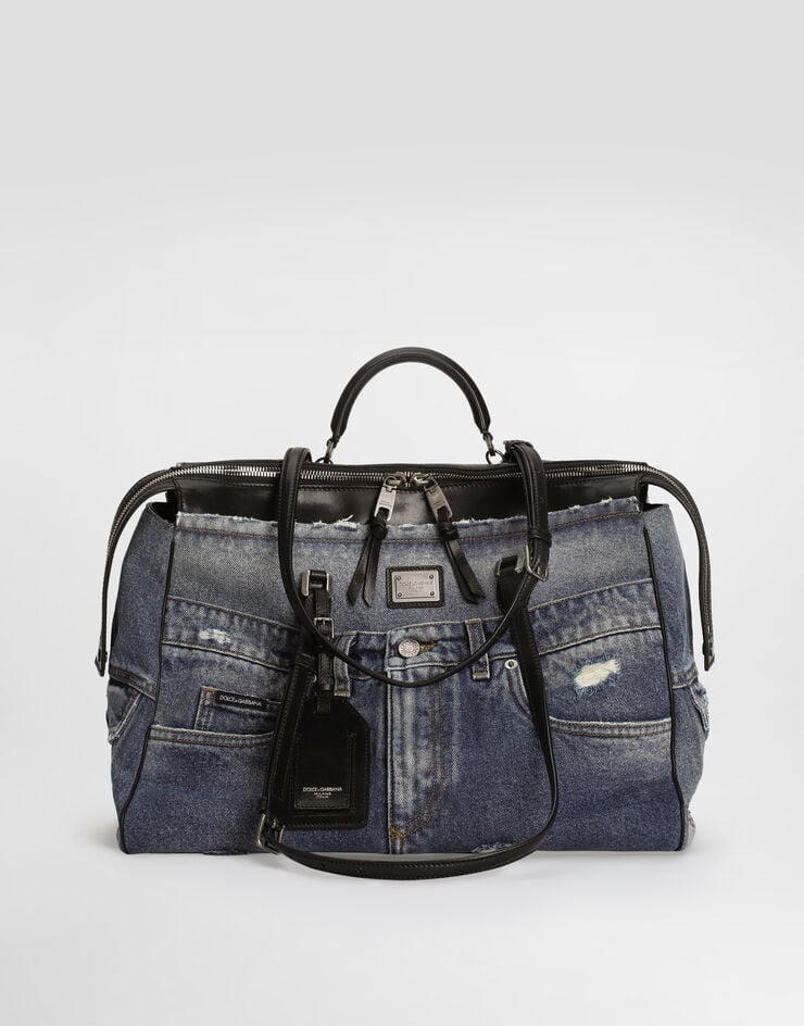 Dolce & Gabbana Vittoria handbag in denim patchwork Blue BM7825AY768