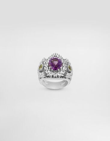 Dolce & Gabbana Eleganza Ring 18-carat white gold, amethyst, peridots, and sapphires Dolce & Gabbana Eleganza Ring 18-carat white gold, amethyst, peridots, and sapphires White WRSA3GWAME1
