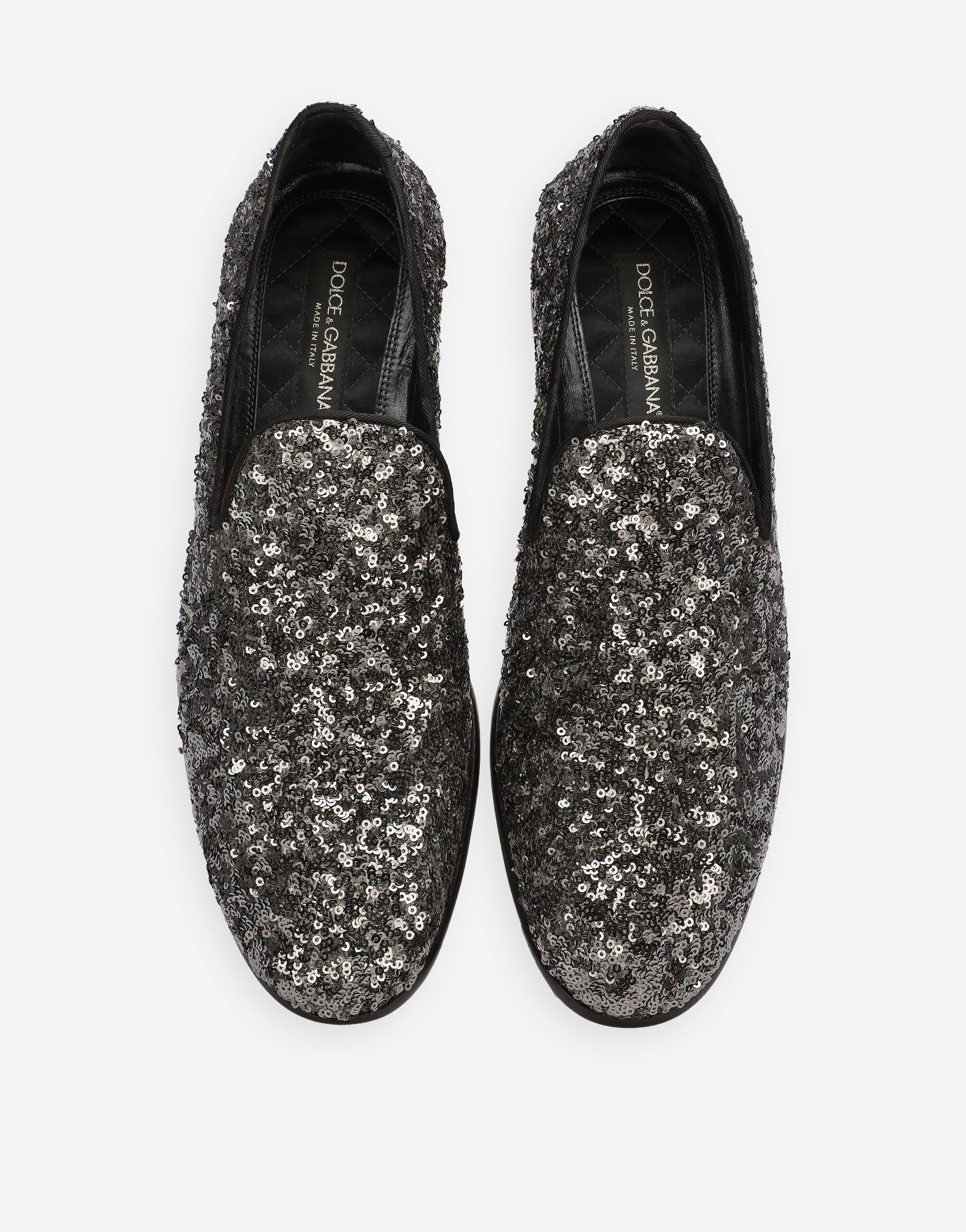 Dolce & Gabbana スパンコールスリッポン Sequined slippers in Grey for Men | Dolce&Gabbana® US