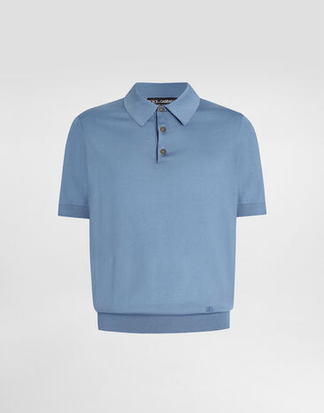 Dolce & Gabbana Silk polo shirt Azure GXZ02ZJBSO5